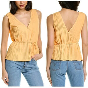 NWT Vince Crushed Double V-Neck Tank - Accordion Pleat Crepe Blouse Top